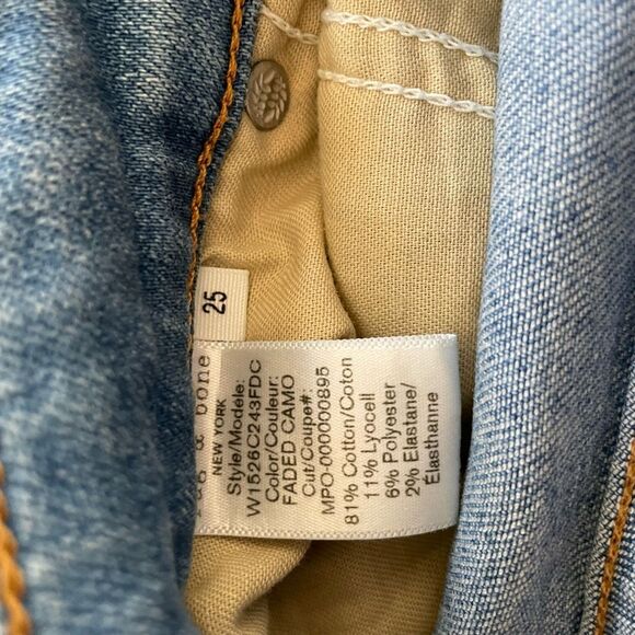 Rag & Bone Cate Mid-Rise Faded Camo Ankle Skinny Leg Jean 25 x 28 - Picture 10 of 10